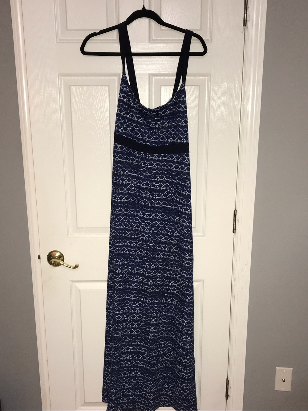 Eddie Bauer Navy Patterned Maxi Dress with Straps